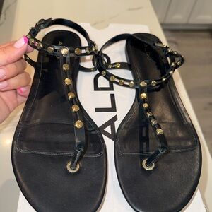 Aldo Black and Gold Studded Sandals